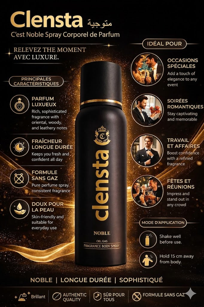 Clensta Noble Fragrance Body Spray for Men & Women | Long Lasting Luxury Deo |