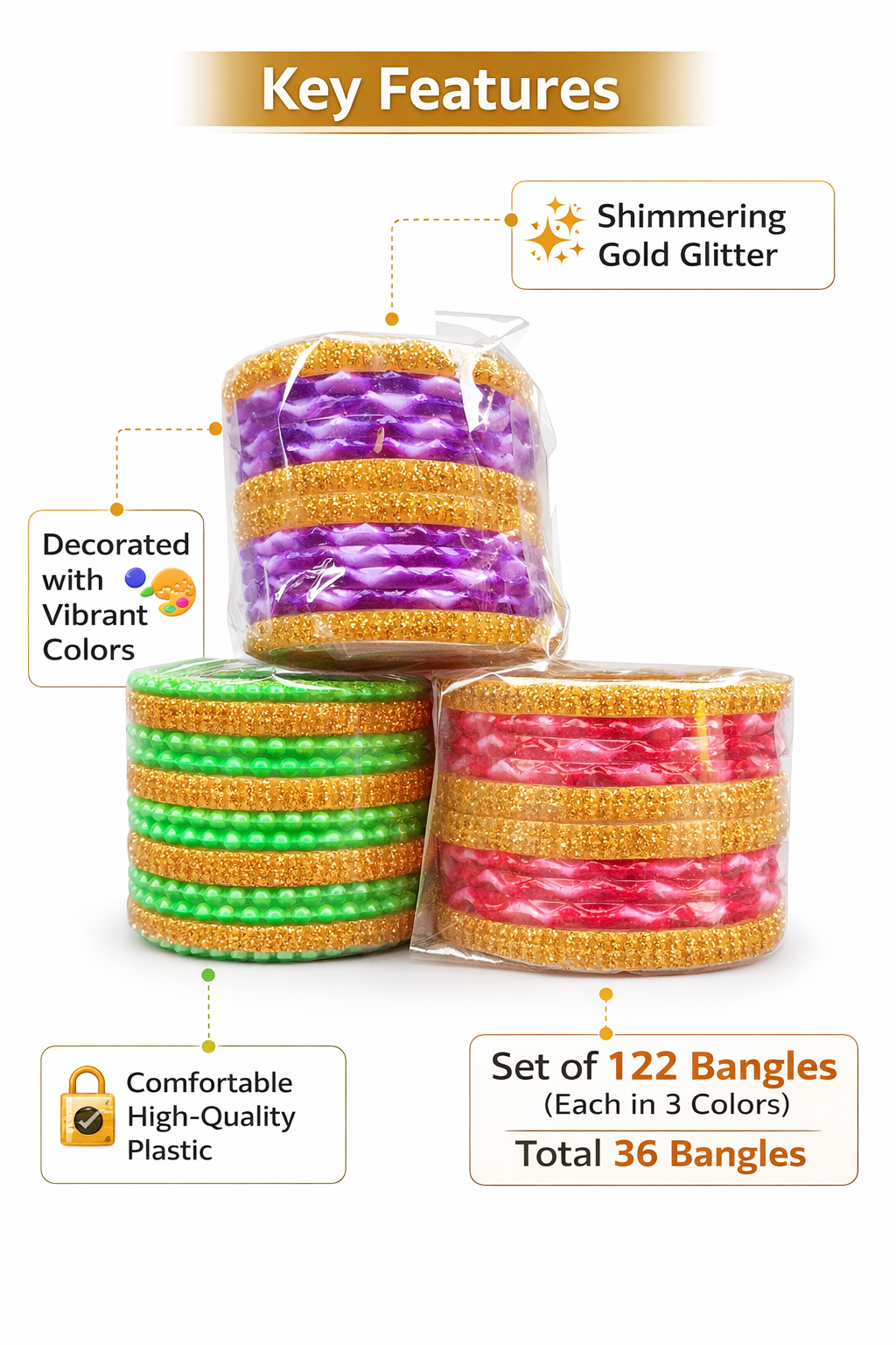 Multicolor Designer Bangles Set for Women & Girls (set of 1)