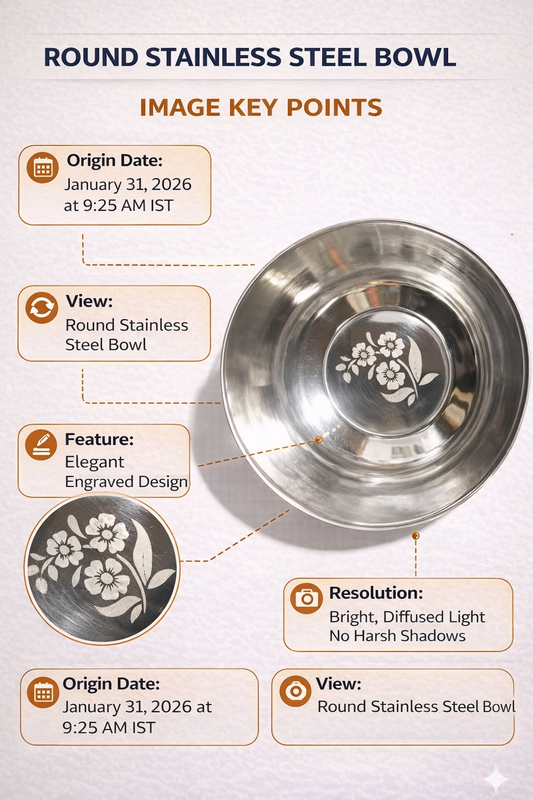 Stainless Steel Bowl with Engraved Design | Food-Grade Steel Katori (1 peace)