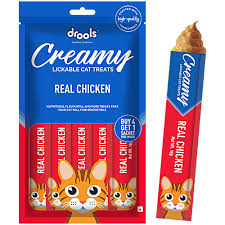 ( 1 peace ) Drools Creamy Lickable Cat Treats, Salmon & Skipjack Flavor, Real Fish Cat Snack, Grain Free Wet Treat for Kittens & Adult Cats, 75g (15g x 5 Sticks)