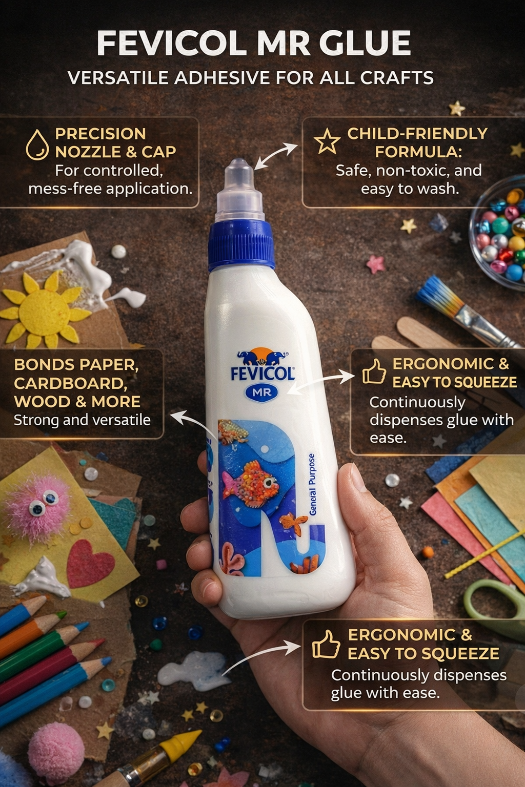 Strong Multipurpose Craft Glue. Fevicol MR White Adhesive Glue