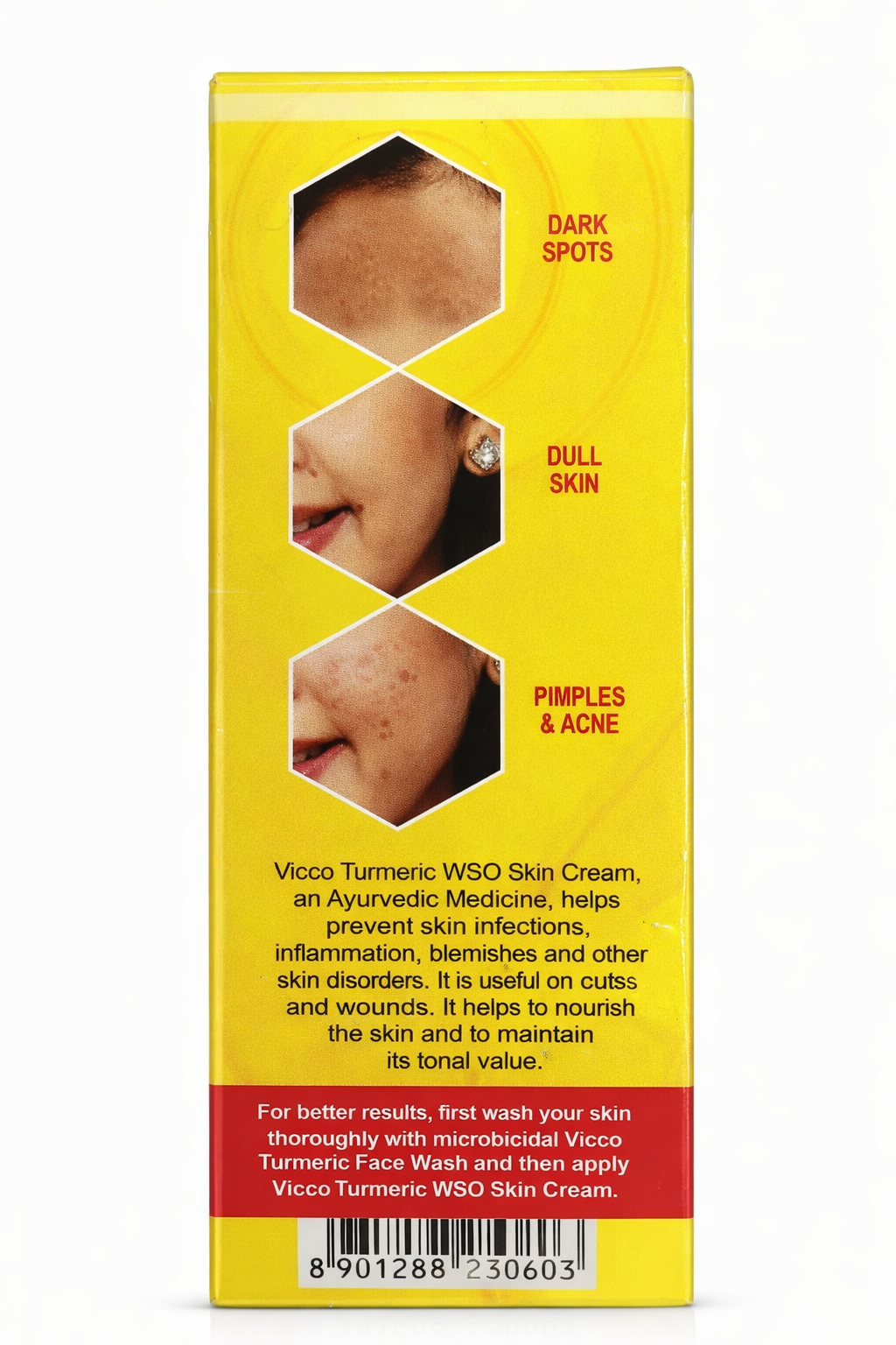 Vicco Turmeric WSO Skin Cream | Ayurvedic Anti Acne Cream for Pimples, Dark Spots, Blemishes & Glowing Skin