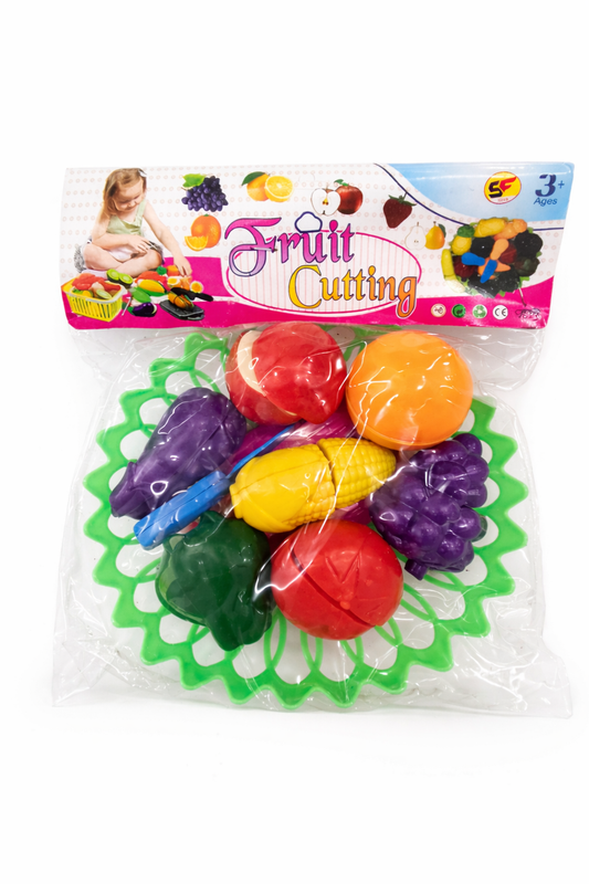Fruit Cutting Toy Set for Kids, 7-Piece Pretend Play Food Set with Plastic Knife & Velcro Cuttable Fruits, Educational Kitchen Toy for Boys & Girls (3+ Years)
