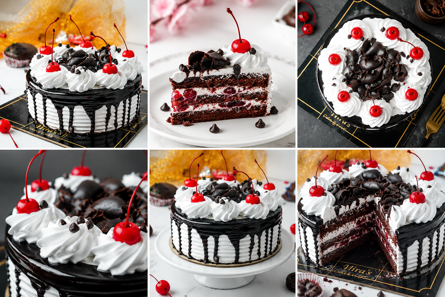 Premium Black Forest Cake (500 grams) | Rich Chocolate Cherry Cake | Fresh Cream Black Forest Cake | Designer Chocolate Cake | Birthday Cake | Anniversary Cake | Celebration Cake | Eggless Cake Option