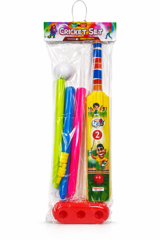 Kids Cricket Set with Bat, Ball & Stumps | Plastic Cricket Kit for Children | Lightweight & Durable Outdoor Sports Toy | Cricket Set for Boys & Girls