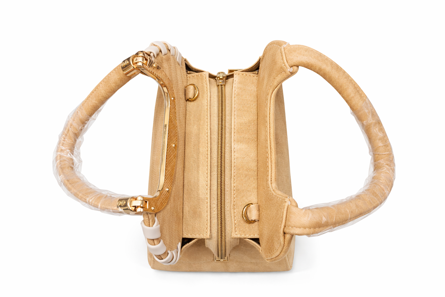 Women’s Suede-Like Handbag, Premium Soft Fabric Satchel with Gold-Tone Hardware, Elegant Tote Bag with Inner Zip Pocket for Office & Daily Use