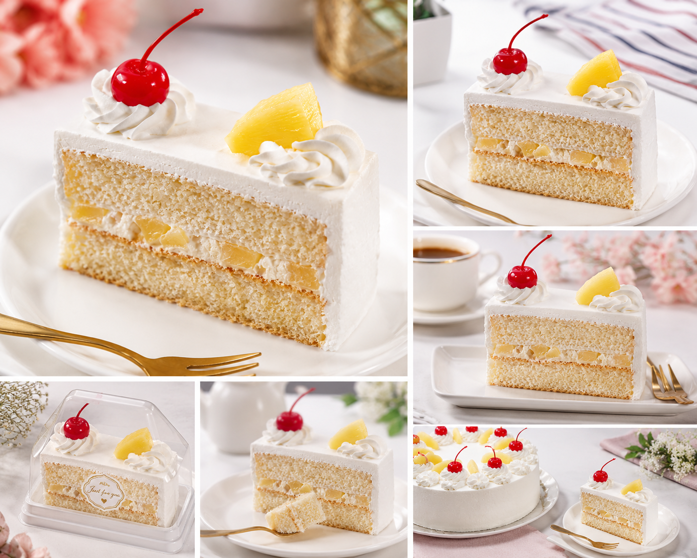 Premium Pineapple Pastry Cake Slice | Fresh Cream Pineapple Pastry | Soft Sponge Pineapple Cake | Bakery Dessert | Birthday Party Pastry | Eggless Cake Option