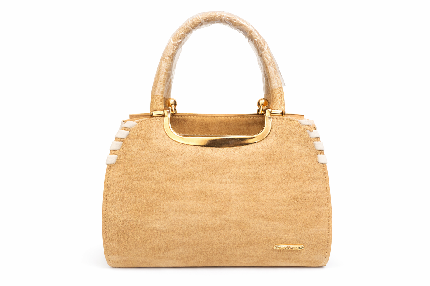 Women’s Suede-Like Handbag, Premium Soft Fabric Satchel with Gold-Tone Hardware, Elegant Tote Bag with Inner Zip Pocket for Office & Daily Use