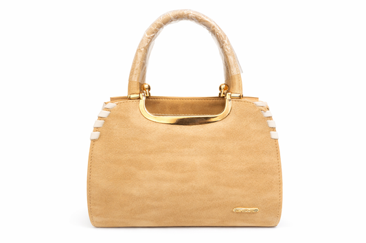 Women’s Suede-Like Handbag, Premium Soft Fabric Satchel with Gold-Tone Hardware, Elegant Tote Bag with Inner Zip Pocket for Office & Daily Use