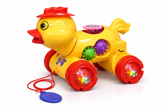 Gear Duck Toy for Toddlers – Musical Light-Up Duck with Spinning Gears, Pull String Action & Flashing LED Wheels – Educational Baby Toy (18+ Months)