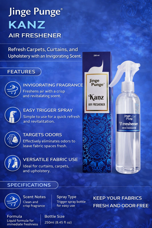 Jinge Punge Kanz Air Freshener Spray 250ml | Fabric & Room Freshener | Long-Lasting Fresh Fragrance | Trigger Spray Bottle | For Curtains, Carpets, Sofa & Home Use