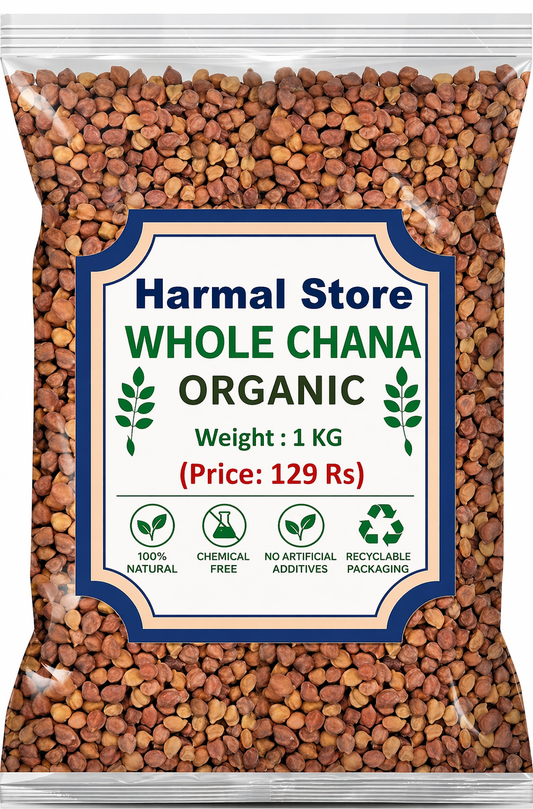 Harmal Store Organic Whole Chana 1kg, Premium Desi Brown Chickpeas, Protein Rich Chemical Free Whole Gram, Natural Pulses