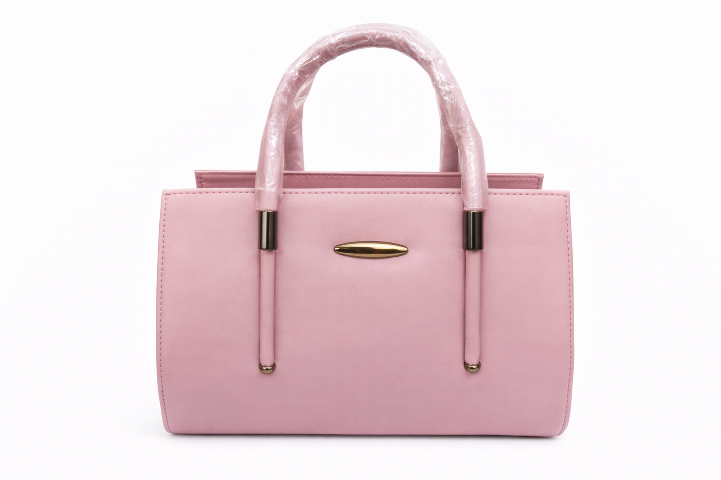 Harmal Store Women’s Blush Pink Faux Leather Handbag | Elegant Top Handle Purse with Gold-Tone Hardware