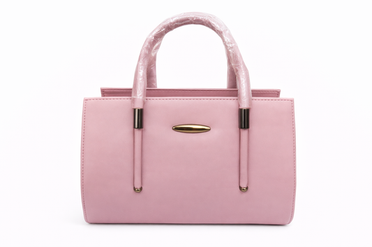 Harmal Store Women’s Blush Pink Faux Leather Handbag | Elegant Top Handle Purse with Gold-Tone Hardware