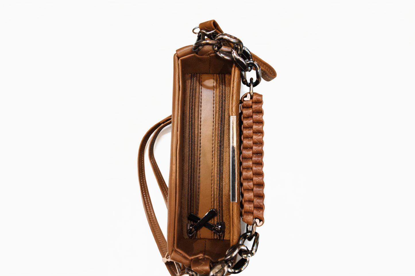 Quilted Faux Leather Handbag for Women | Stylish Woven Chain Handle Purse |