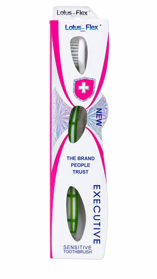 Lotus Flex Sensitive Toothbrush, Super Soft Bristles for Sensitive Teeth & Gums, Flexible Neck, Comfortable Soft Grip Handle, Gentle Daily Oral Care Toothbrush