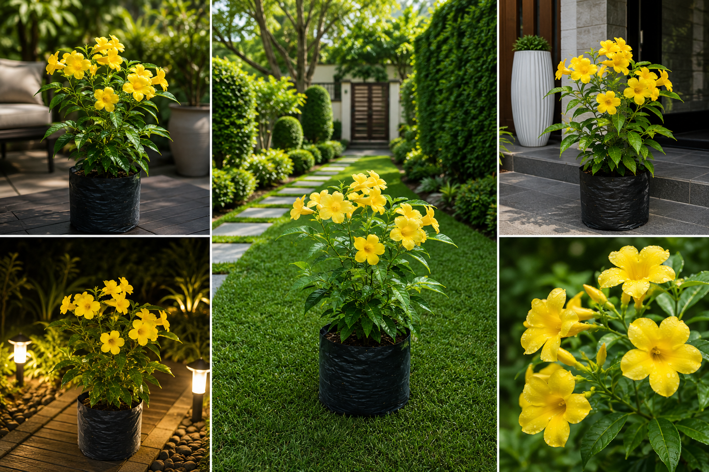 ( Big )Yellow Allamanda Live Plant | Tropical Flowering Evergreen Shrub with Bright Yellow Blooms | Ornamental Outdoor Plant for Gardens, Hedges, Patios & Landscaping
