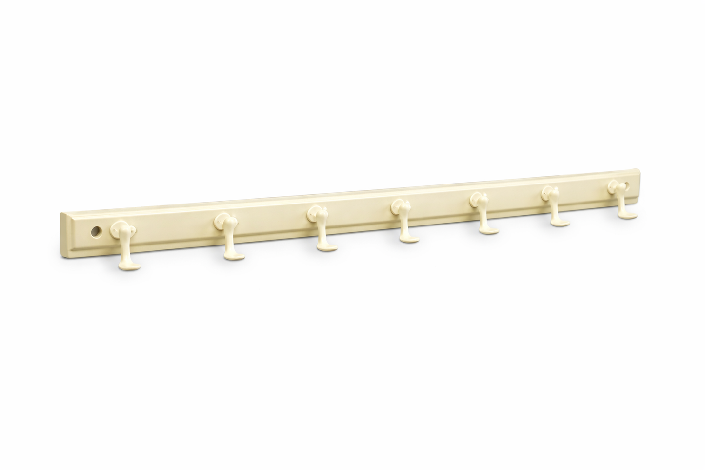 6 Hook Wall Mounted Storage Rack – Plastic Key Holder & Organizer with Screws, 16.5 Inch Heavy Duty Hook Rail for Kitchen, Bathroom, Entryway & Utility Use