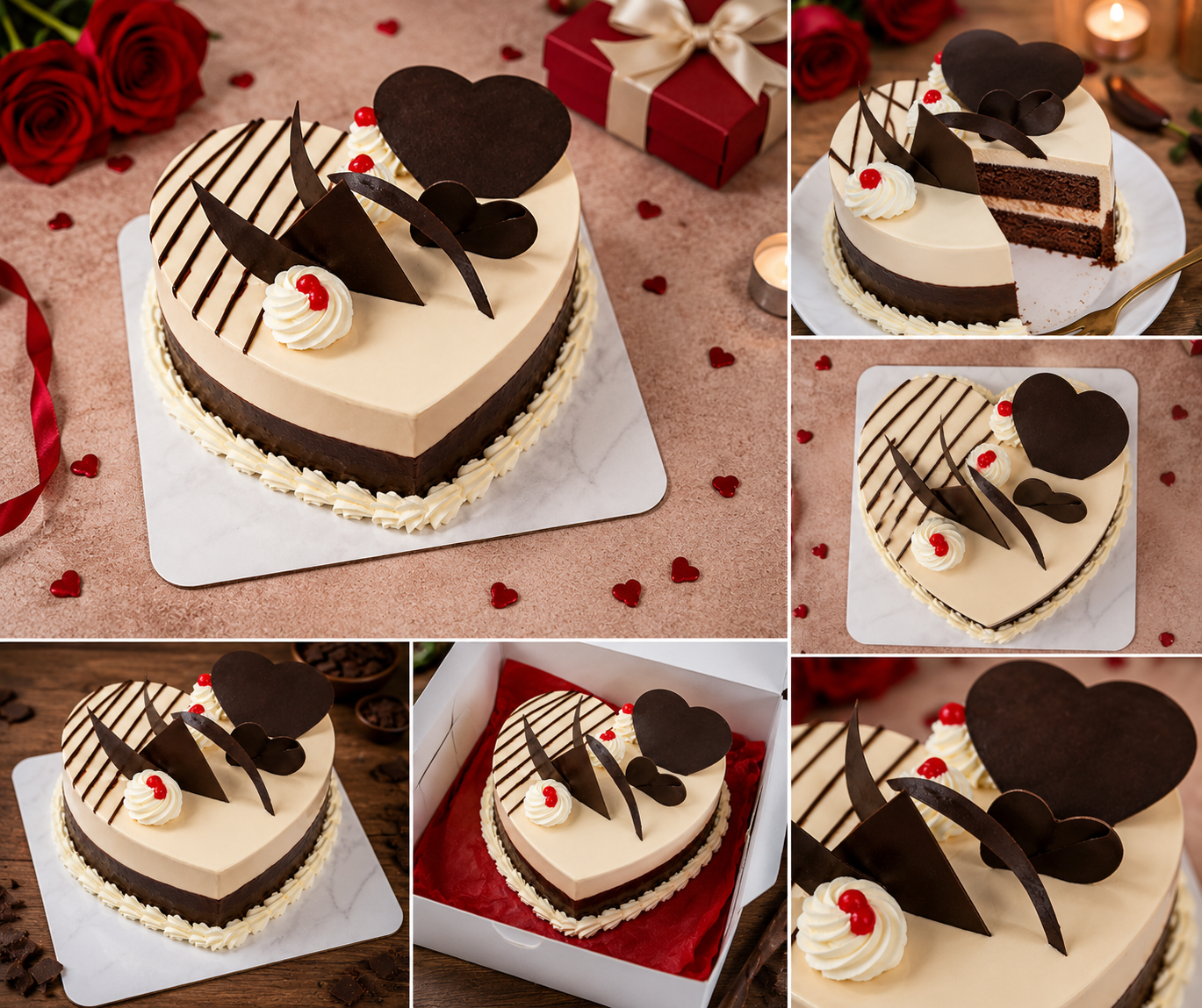 Heart Shape Chocolate Cake (500 grams) | Premium Fresh Cream Heart Cake | Romantic Anniversary & Valentine's Day Cake | Birthday Celebration Cake