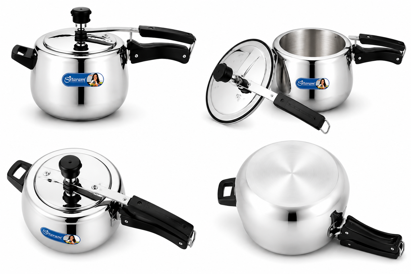 Starvant Handi Pressure Cooker 3 Litre | Aluminium Inner Lid Pressure Cooker | Induction & Gas Compatible | Mirror Finish | Precision Weight Valve | Silver
