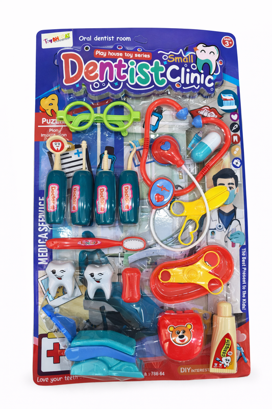 Kids Dentist Toy Set (10 Pieces) | Pretend Play Dental Doctor Kit with Tools, Tooth Model, Stethoscope
