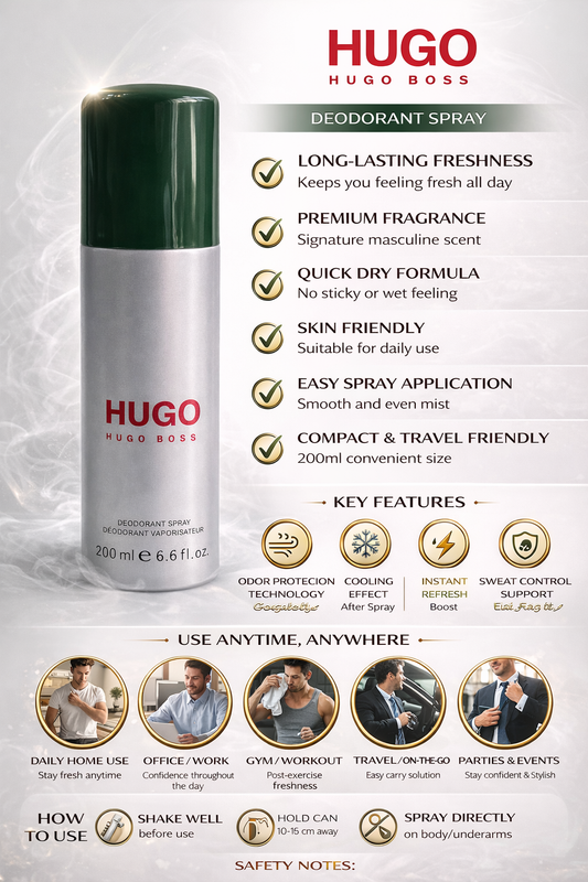 Hugo Boss Deodorant Spray for Men | Long-Lasting Freshness | Premium Masculine Fragrance