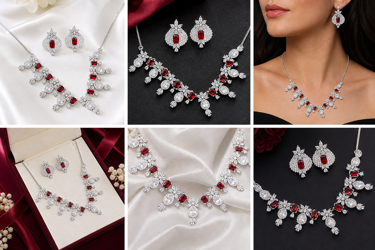 Vibrant Red Stones: Rich, deep red stones that add a bold and elegant touch.