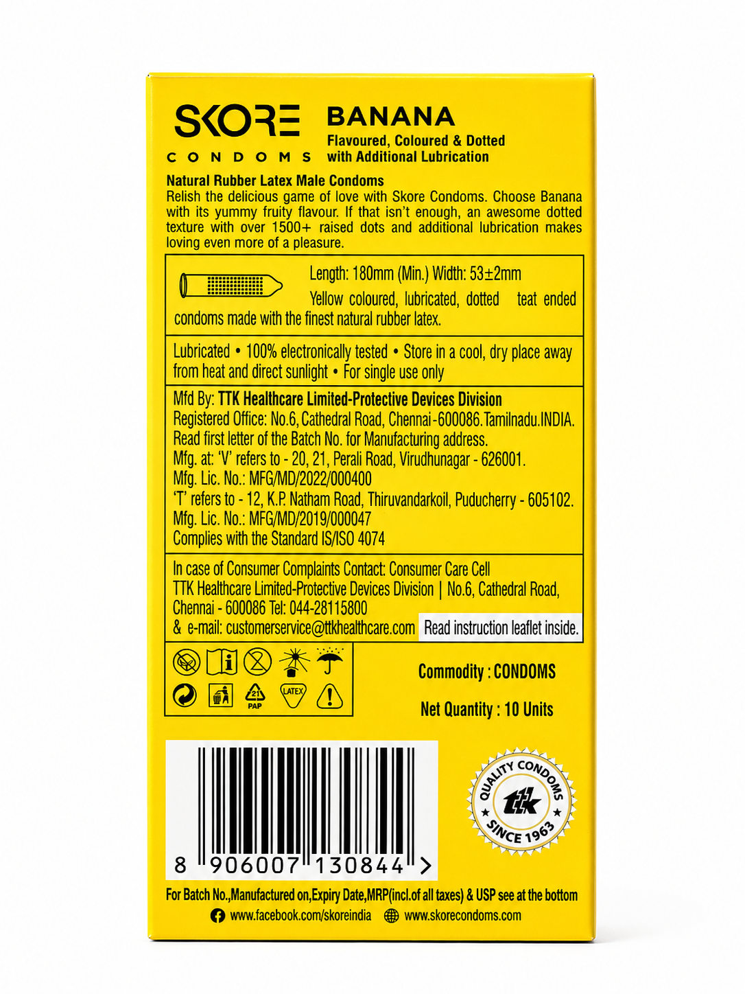 SKORE Dots Condoms, 10 Count | 1500+ Raised Dots | Extra Lubricated  Ultra Thin Natural Rubber Latex Condoms | 53 ± 2 mm Width