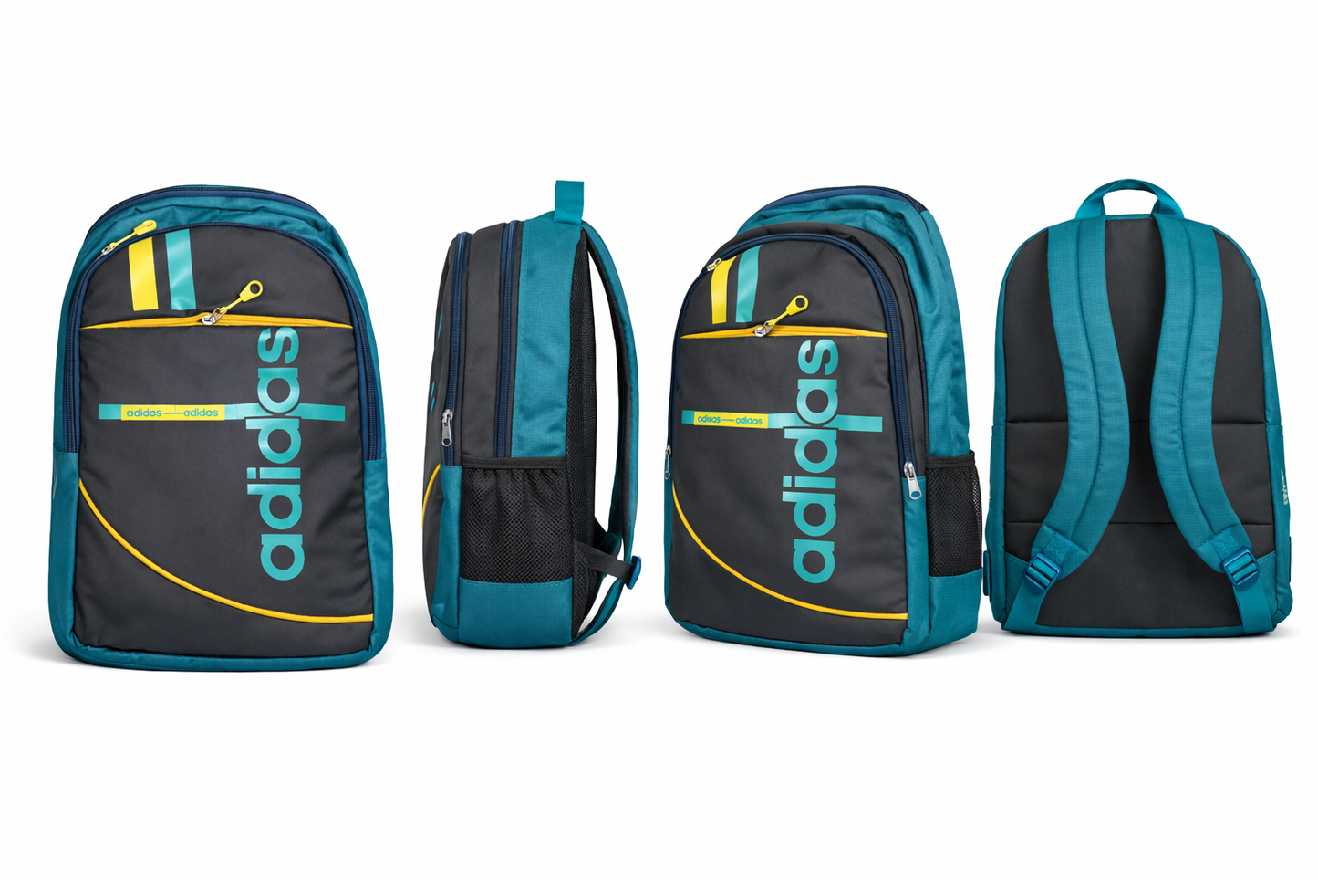 Adidas Backpack for Men and Women, Laptop Backpack with Padded Sleeve, Adjustable Straps, Side Mesh Pocket, Premium Fabric School College Travel Bag, Teal Black