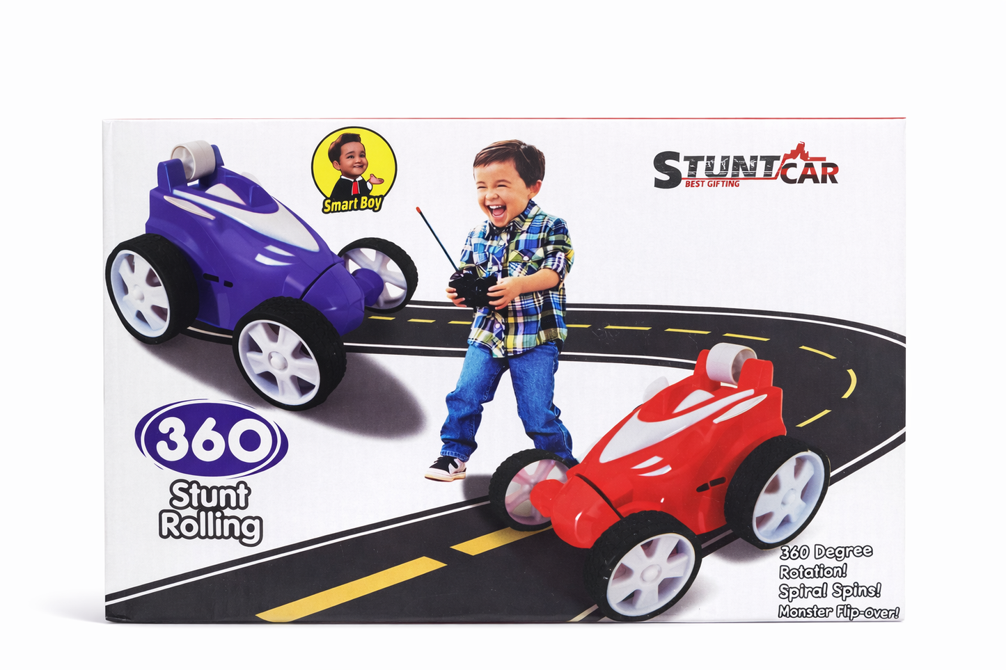 360° Stunt Remote Control Car for Kids – LED Light RC Car with All-Terrain Wheels, Double-Sided Flip & Spinning Action – Rechargeable Racing Toy for Boys & Girls (3+ Years)