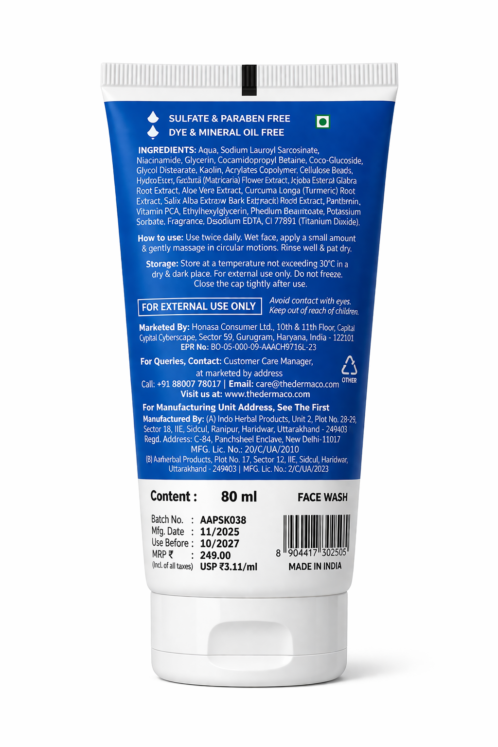 The Derma Co 2% Sali-Cinamide Anti-Acne Face Wash | 2% Salicylic Acid + 2% Niacinamide Face Cleanser for Pimples & Oil Control
