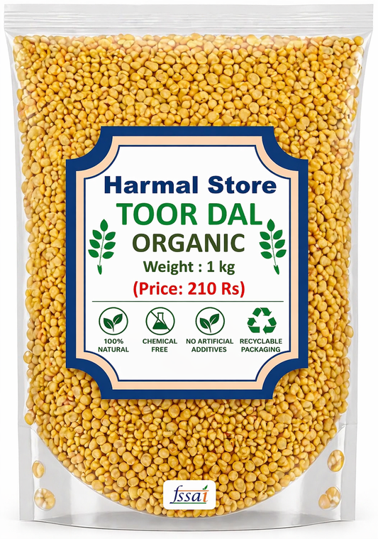 Harmal Store Organic Toor Dal 1kg | Premium Arhar Dal | Natural, Unpolished & Chemical-Free | Rich in Protein & Fiber