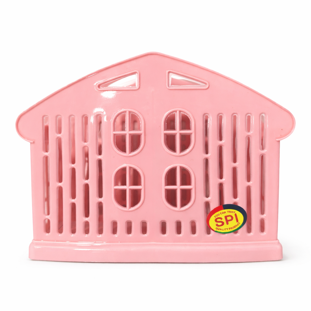 Pink Plastic Cutlery Holder with Drain Slots – 2 Compartment Utensil Organizer for Kitchen