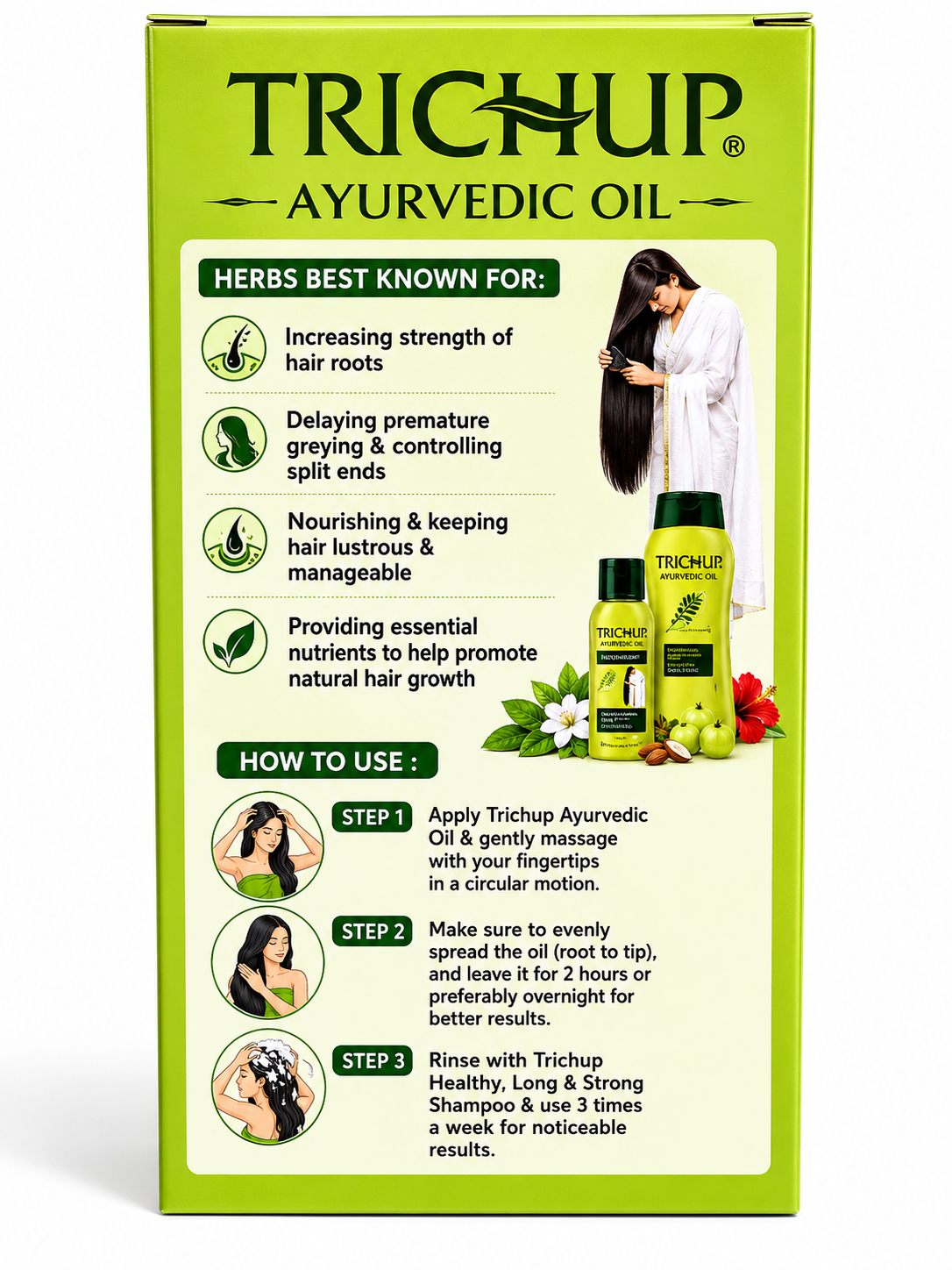 Trichup Ayurvedic Hair Oil – Herbal Hair Growth Oil with Bhringraj, Amla, Neem, Aloe Vera & Brahmi, Nourishing Hair Care Oil for Strong, Healthy & Shiny Hair, 100 ml