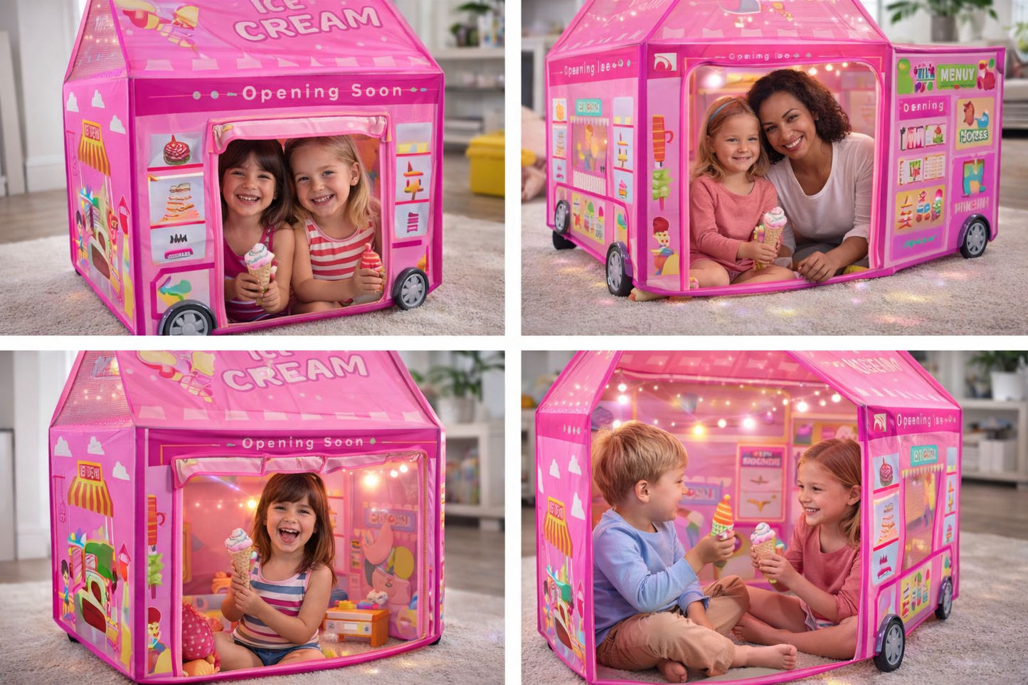 Ice Cream Van Kids Play Tent House with LED Lights | Indoor Outdoor Playhouse for Kids