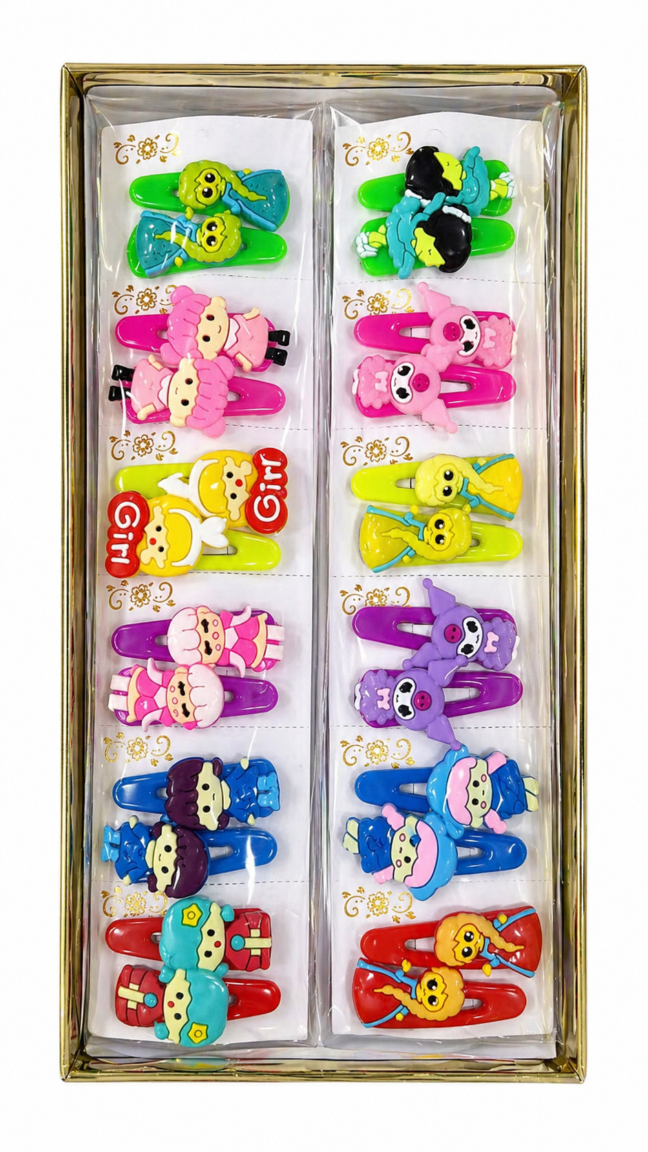 Harmal Store Cute & Colorful Hair Clip Set for Girls – 12-Piece Snap Clip Collection (6 Adorable Pairs) in Premium Gift Box