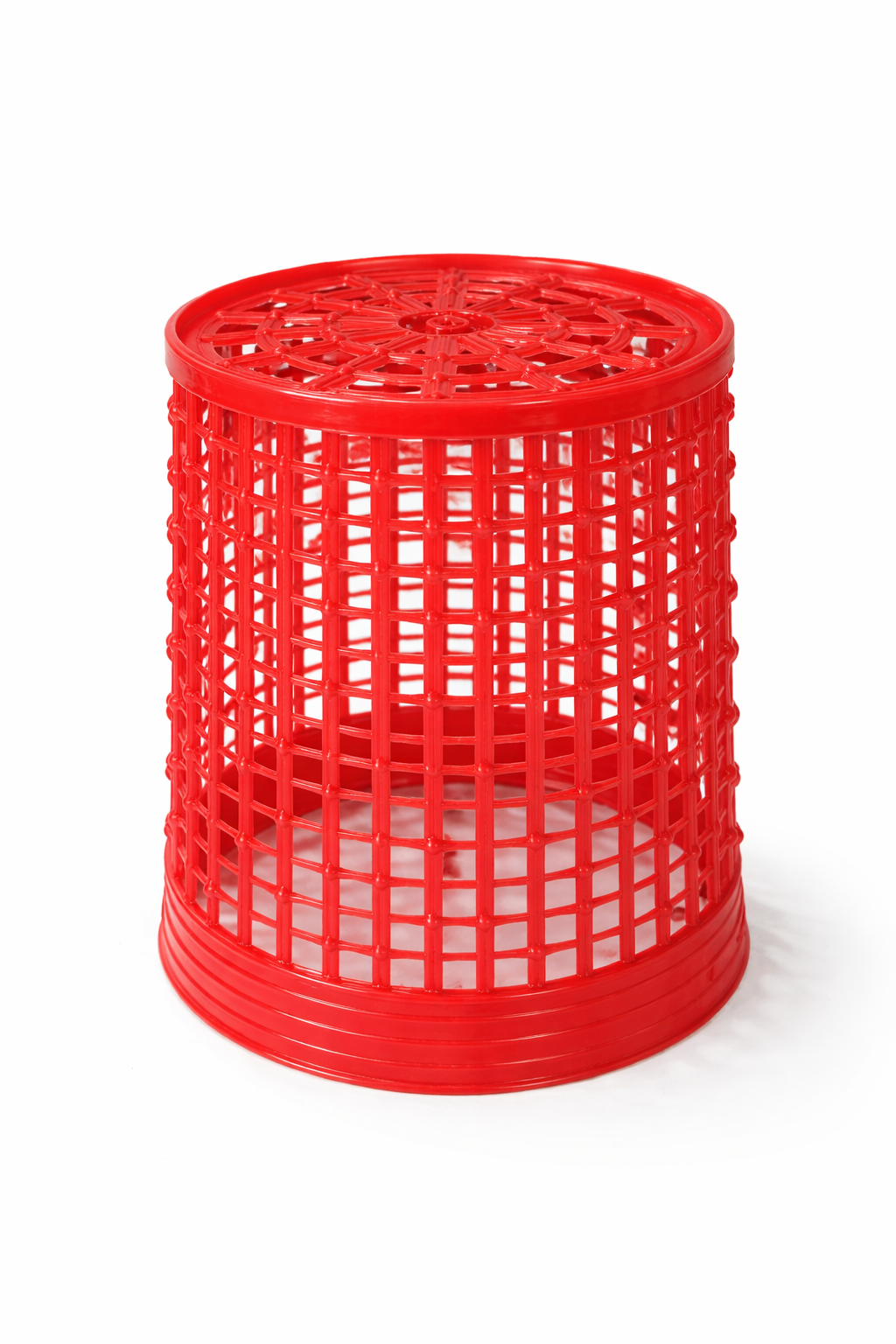Red Plastic Toothbrush Holder with Ventilated Lid – Mesh Design Bathroom Organizer for Toothbrushes