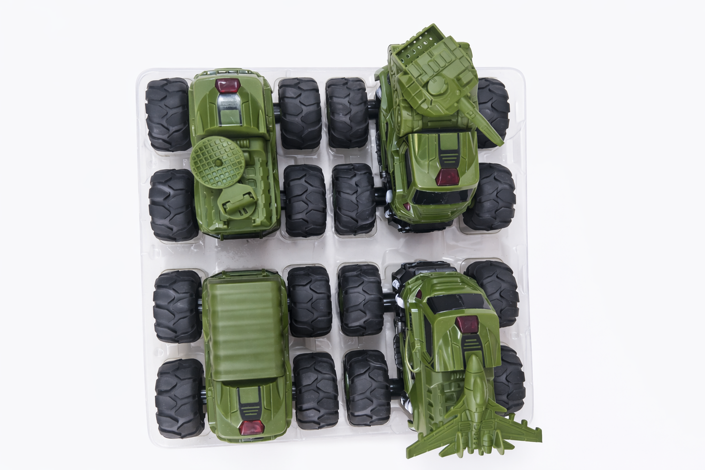 Army Power Trucks Toy Set for Kids (Pack of 4) – Military Monster Trucks with Pull Back Action, Friction Powered, Heavy Duty Vehicles for Boys & Girls Age 3+