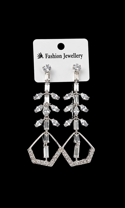 Harmal Store Elegant Drop Dangle Earrings for Women – Silver Tone Party Wear Earrings with High-Quality Austrian Zircons and Skin-Friendly Alloy