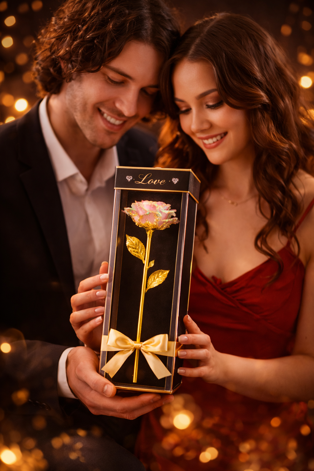Gold Plated Artificial Rose Gift with Box | Forever Love Rose | Romantic Gift for Girlfriend, Wife & Anniversary | Premium Decorative Flower with Gift Packaging