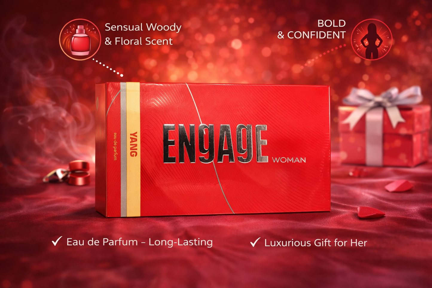 Engage Yang Eau De Parfum for Women | Long Lasting Woody Floral Perfume | Premium Women Fragrance Gift