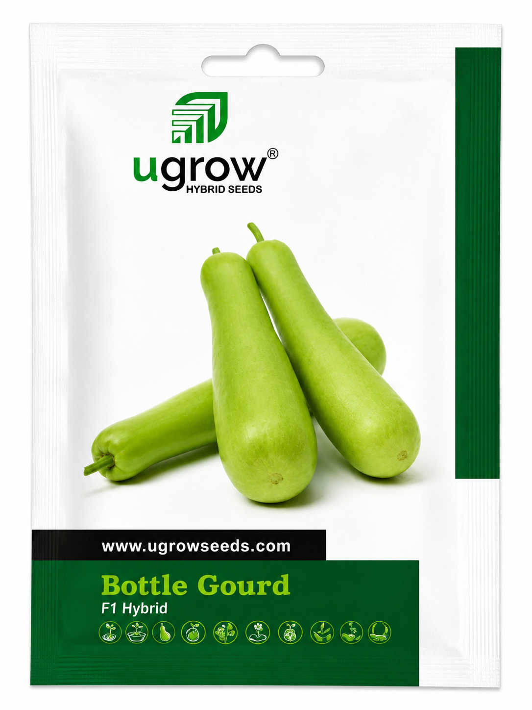 Ugrow Bottle Gourd F1 Hybrid Seeds | High Yield Lauki Hybrid Seeds | Lagenaria siceraria Vegetable Seeds | Long Tender Fruits | Disease Tolerant & Market Preferred Variety