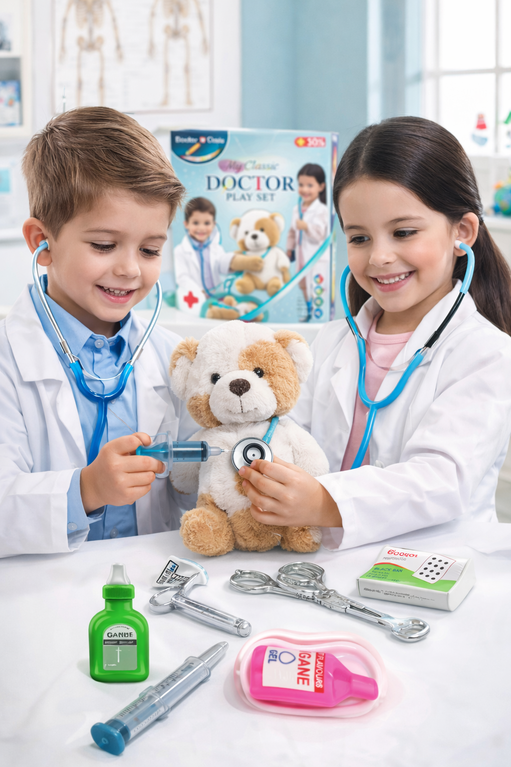 Doctor Play Set for Kids (8 Pieces), Medical Kit Toy with Stethoscope, Syringe & Tools, Pretend Doctor Set for Boys & Girls (Ages 3+)