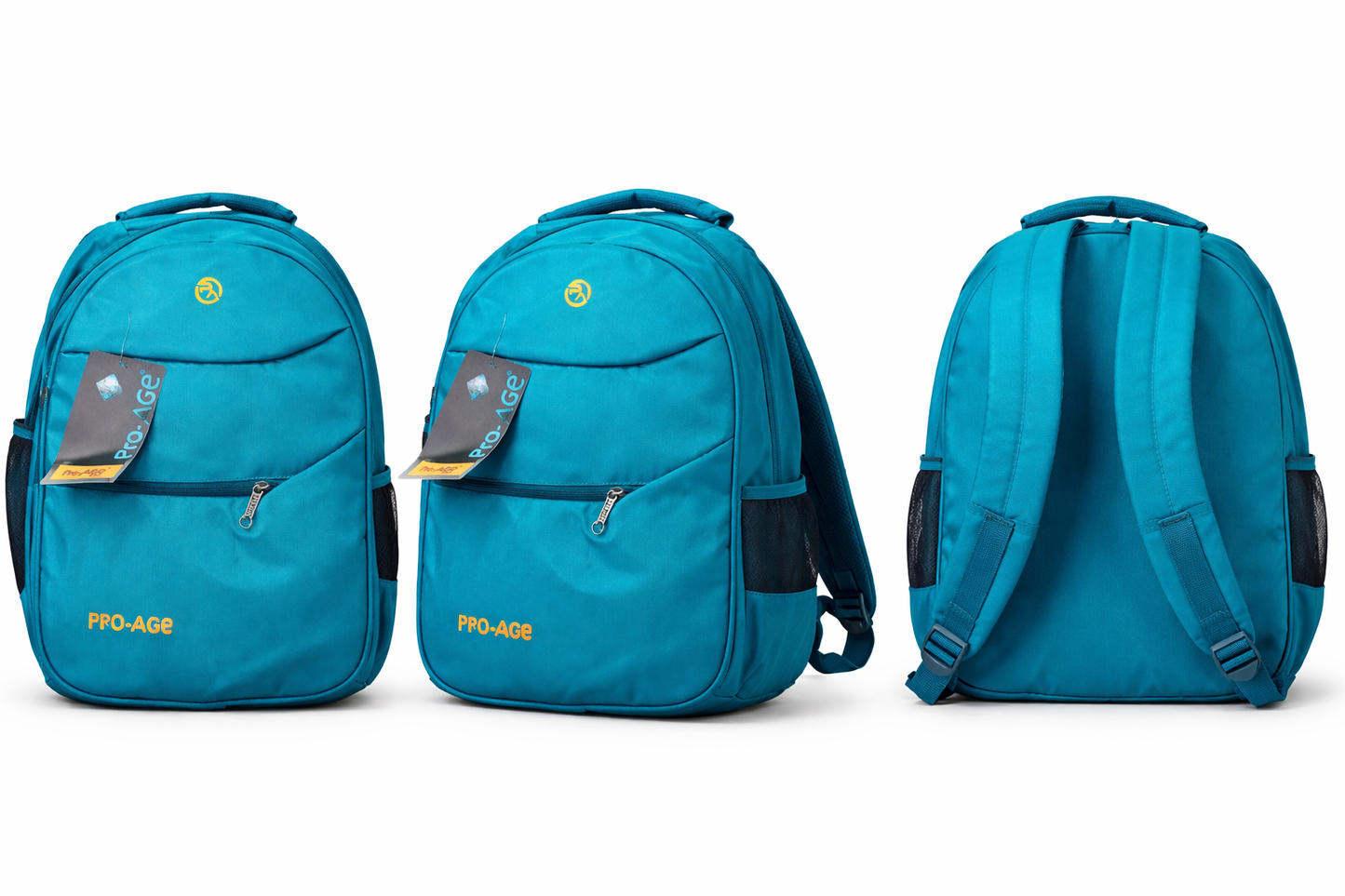 Pro-Age School Backpack for Boys and Girls, 25L Polyester Backpack with Multiple Compartments, Padded Shoulder Straps, Side Bottle Pockets, 18 x 12 x 8 Inch