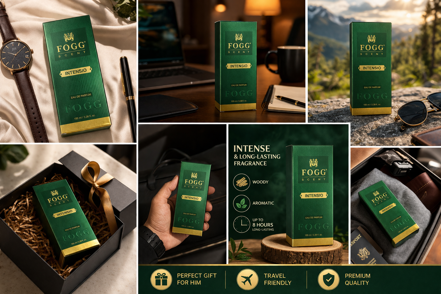 FOGG Intensio Eau De Parfum for Men 100ml | Long Lasting Woody Aromatic Perfume | Premium Fragrance Spray for Daily Use & Special Occasions