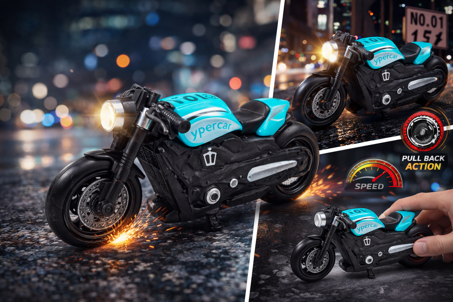 Die-Cast Metal Toy Bike for Kids | Pull Back Motorcycle Model with Light & Sound | 1:18 Scale Mini Bike | Realistic Design with Rubber Tires | Kids Toy Vehicle (3+ Years)