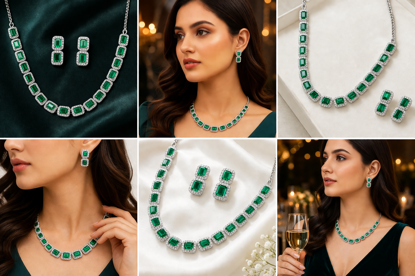 EMERALD ELEGANCE Necklace & Earrings Set Timeless Glamour. Effortless You.