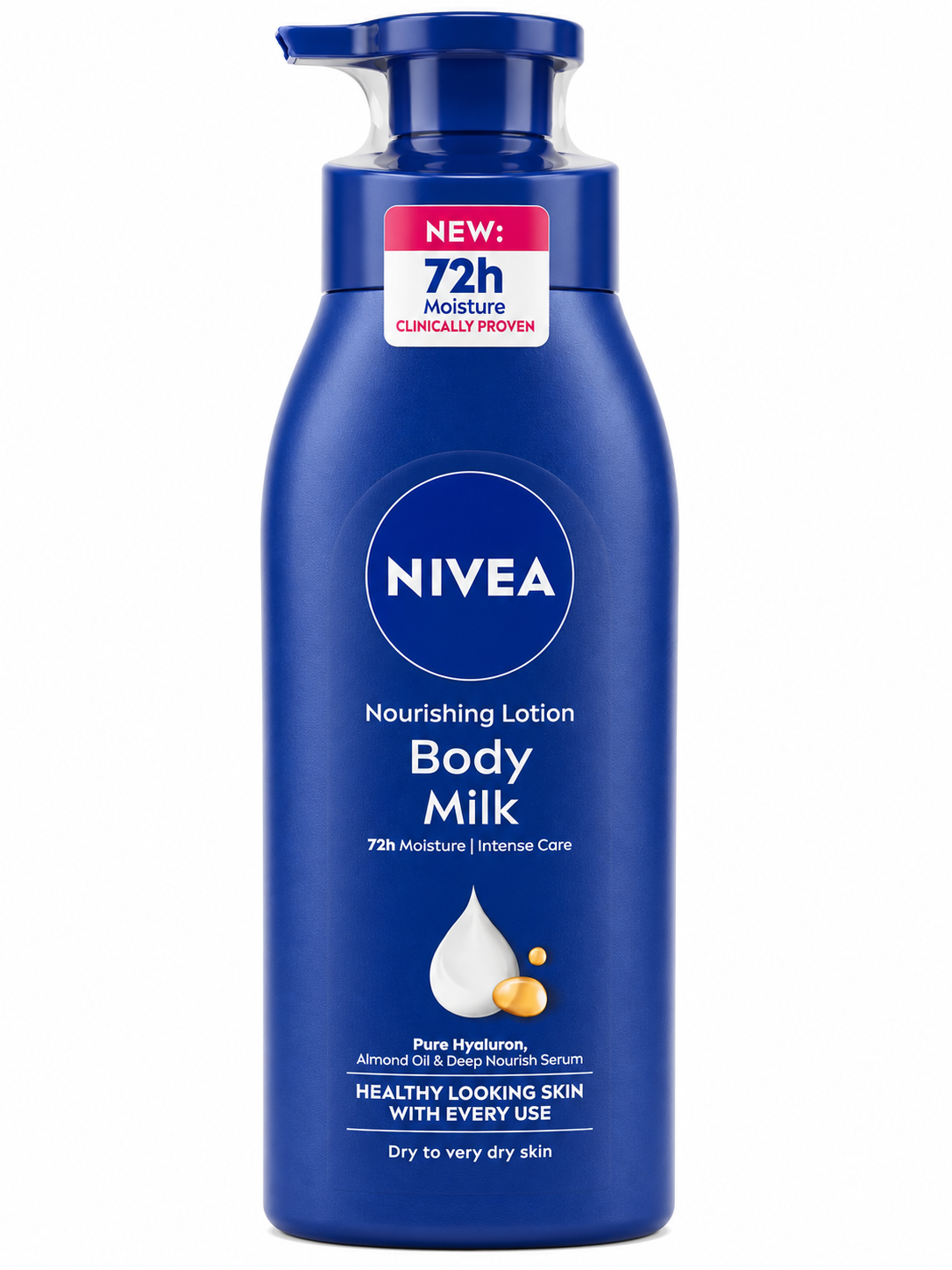 NIVEA Nourishing Body Milk Lotion for Dry to Very Dry Skin | 72-Hour Moisture Care | With Pure Hyaluron, Almond Oil & Deep Nourish Serum | Fast Absorbing Body Lotion | 400ml
