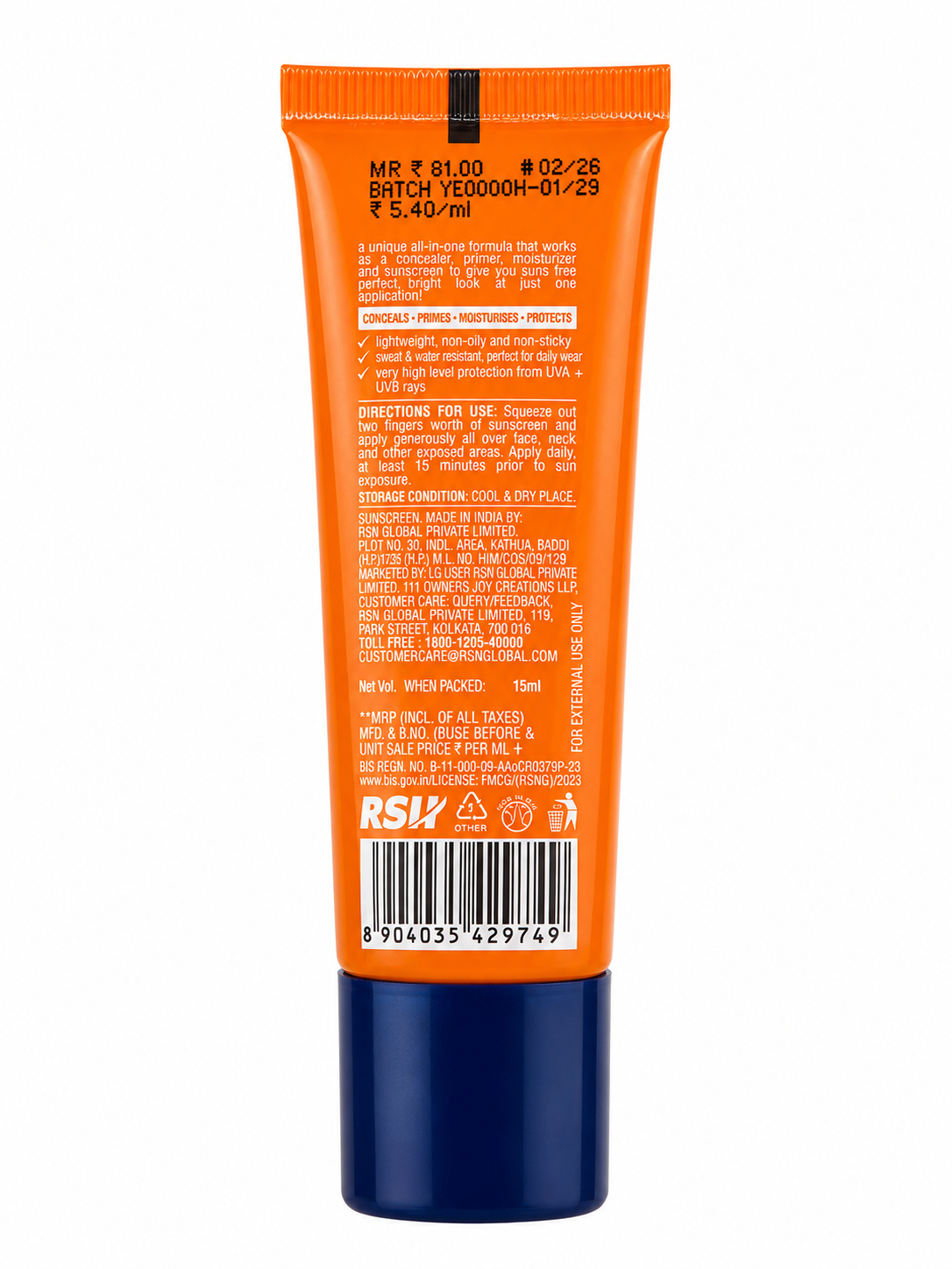 Joy Hello Sun Glow Protect Sunscreen SPF 40 PA+++ with Vitamin C & Papaya Extract | Daily Brightening Sunscreen | Broad Spectrum UVA UVB Protection | Lightweight Non-Greasy Formula | No White Cast | 50 ml
