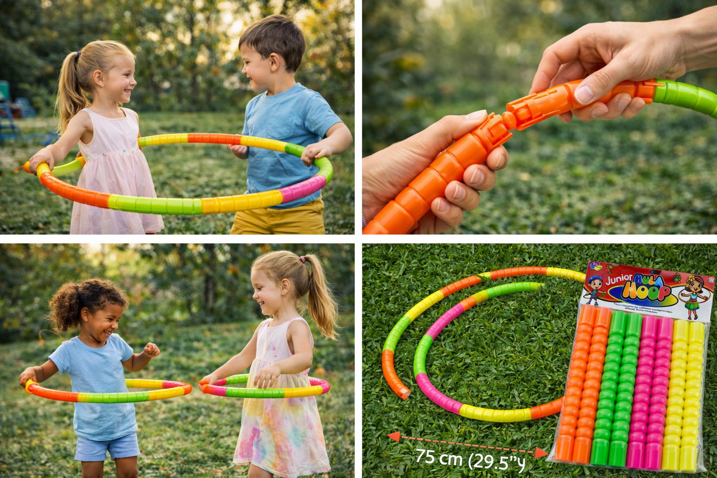 Kids Hula Hoop Set Adjustable (75–90 cm) | Snap-Together Fitness Hoop for Children | Colorful Plastic Exercise Hoop for Boys & Girls (3+ Years)